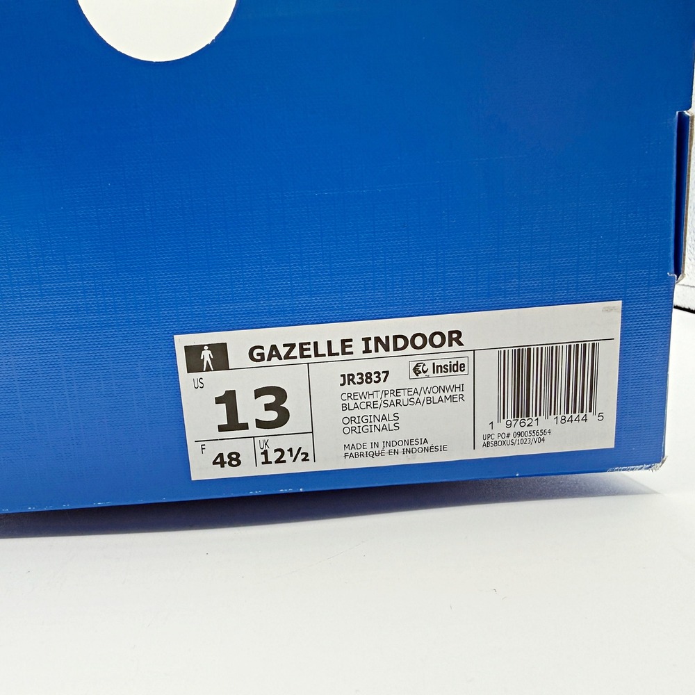 Adidas Gazelle Indoor / Size 13 Men / Woven Cream White Teal JR3837 - NEW - Picture 11 of 11